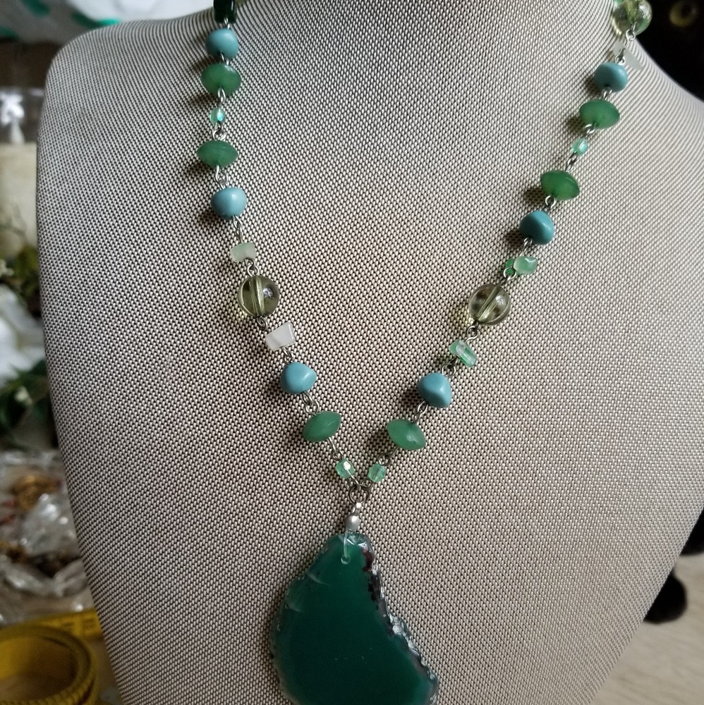Turquoise and green stone necklace